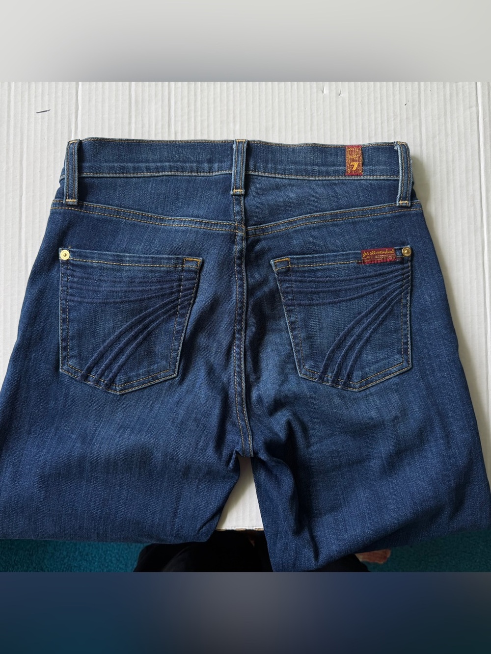 Seven 7 For All Mankind Dojo Flare Jeans Women's 26x34 Long Dark Wash - Picture 12 of 13